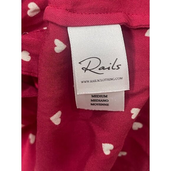 Rails Sloane Scarlet Amour Women's Medium Heart Print‎ Button-Up Tie-Front Top - Picture 5 of 10